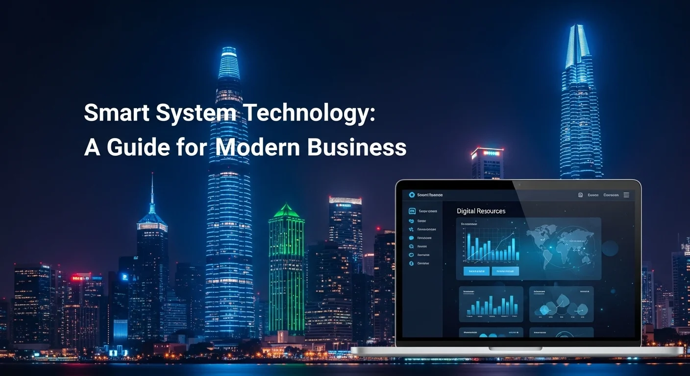 Business technology with innovation and digital resources to discover Smart System