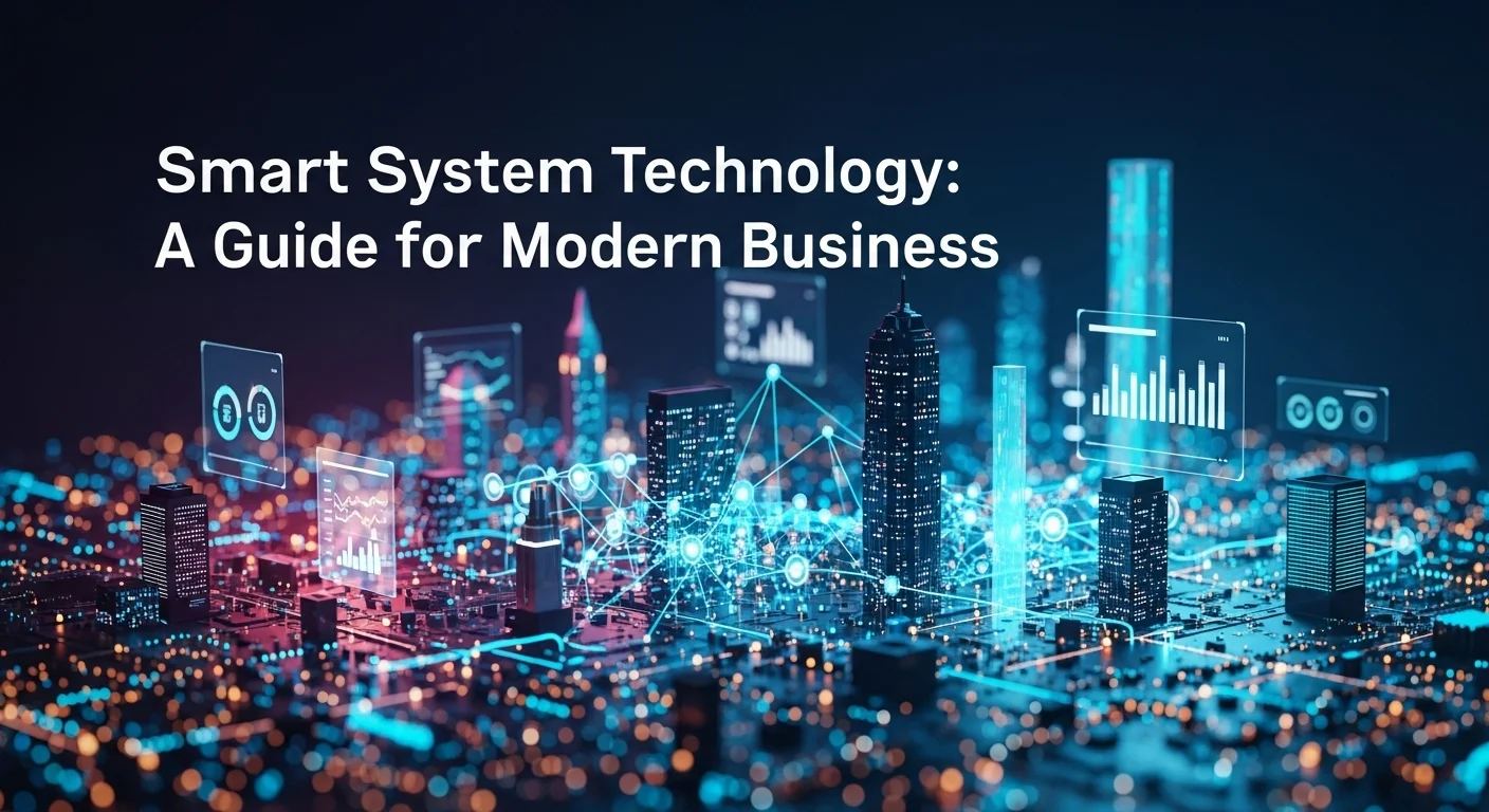 Modern technology landscape with business elements and tech solutions for Smart System