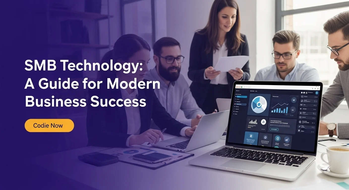 Business technology with innovation and digital resources to discover Smb