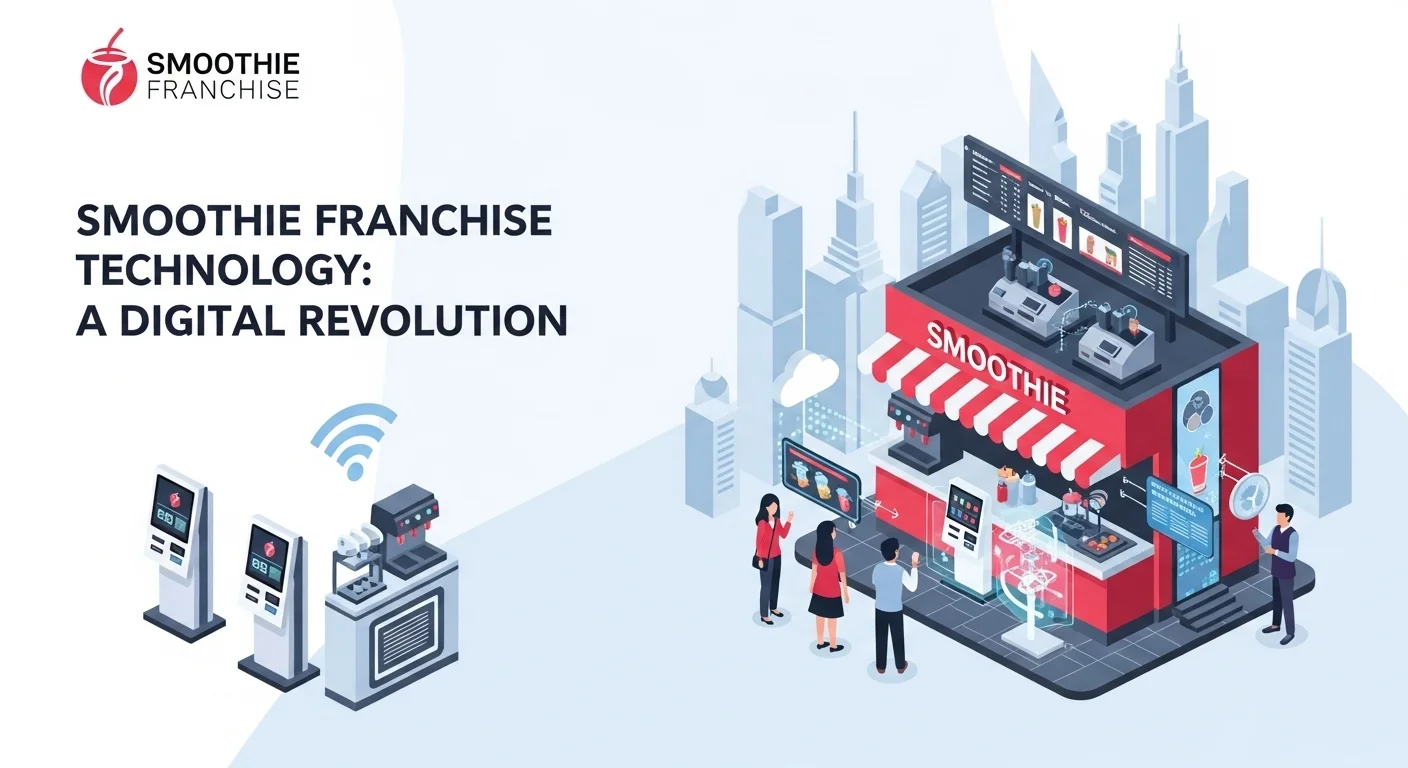Modern technology landscape with business elements and tech solutions for Smoothie Franchise