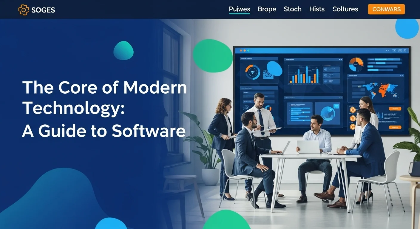 Business technology with innovation and digital resources to discover Software