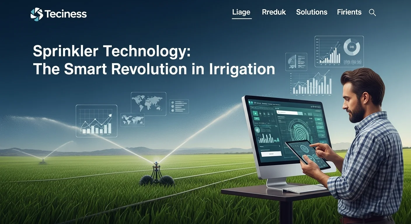 Modern technology landscape with business elements and tech solutions for Sprinkler