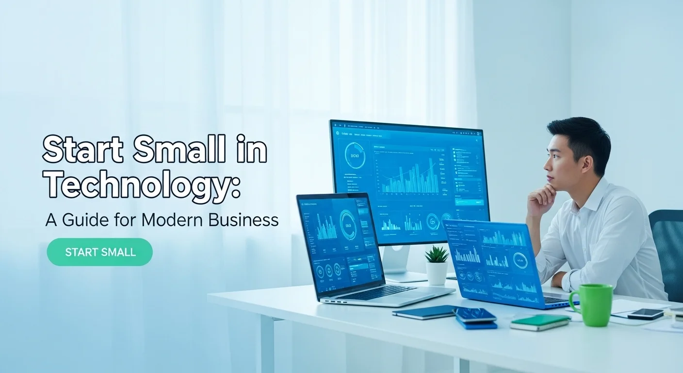 Business technology with innovation and digital resources to discover Start Small