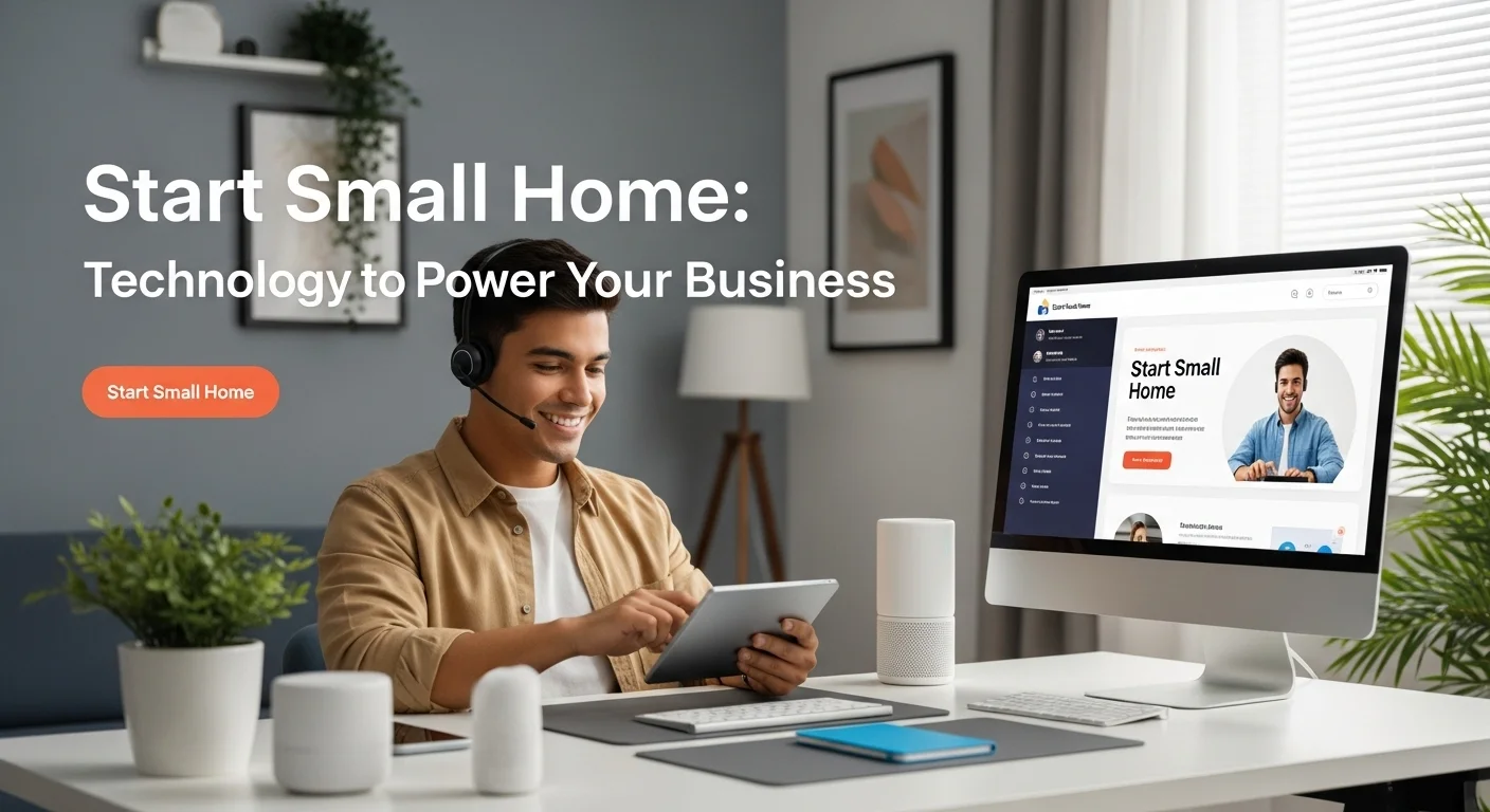 Business technology with innovation and digital resources to discover Start Small Home