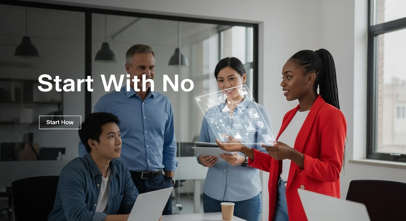 Business technology with innovation and digital resources to discover Start With No