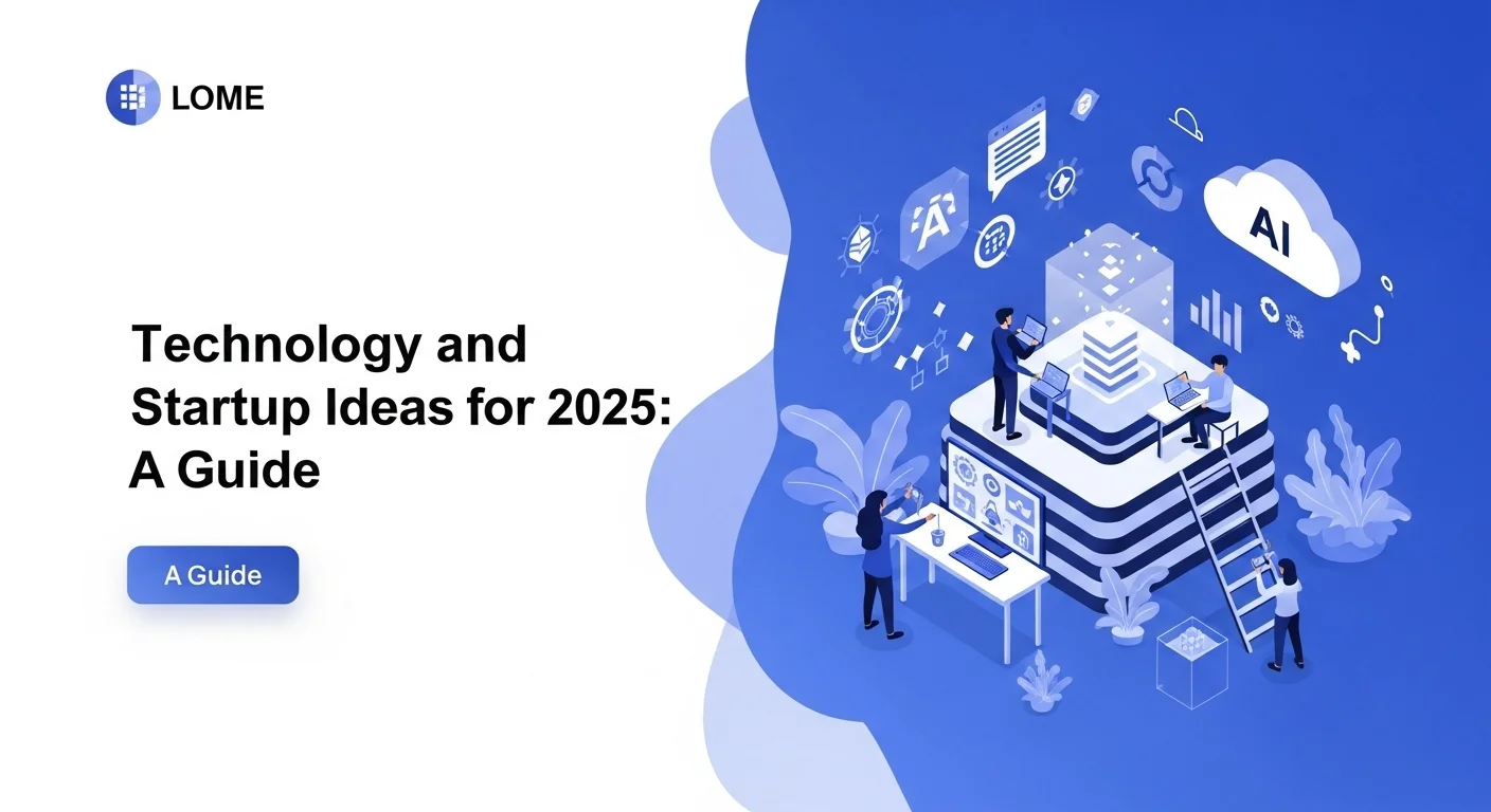 Modern technology landscape with business elements and tech solutions for Startup Ideas