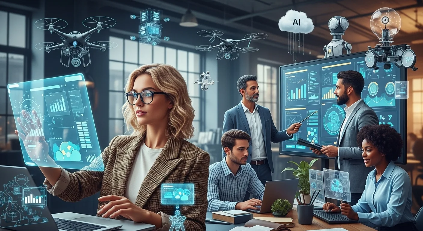 Modern technology landscape with business elements and tech solutions for Startup Investment