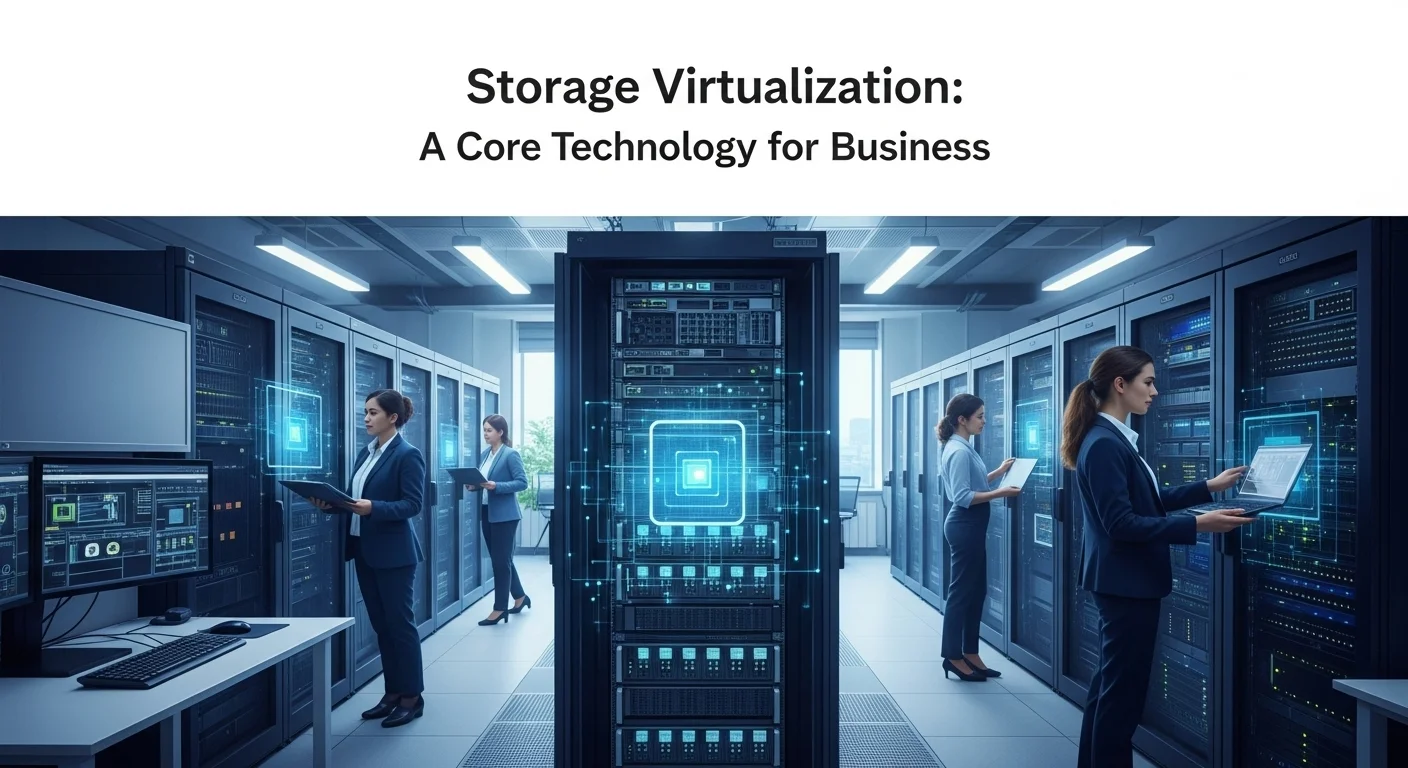 Business technology with innovation and digital resources to discover Storage Virtualization