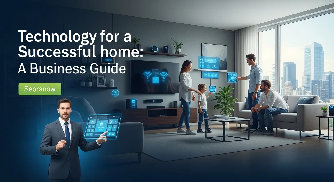 Modern technology landscape with business elements and tech solutions for Successful Home