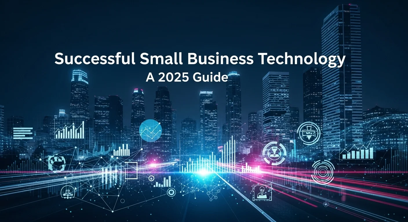 Modern technology landscape with business elements and tech solutions for Successful Small