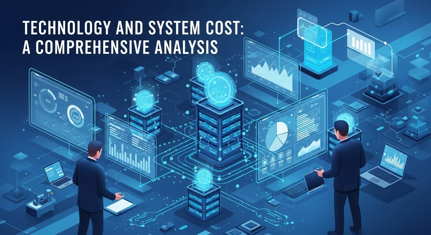 Modern technology landscape with business elements and tech solutions for System Cost