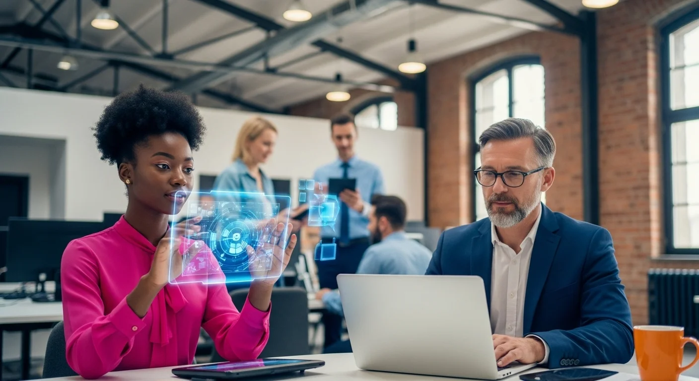 Modern technology landscape with business elements and tech solutions for Tech Gadgets