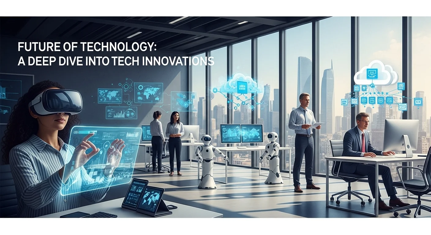 Modern technology landscape with business elements and tech solutions for Tech