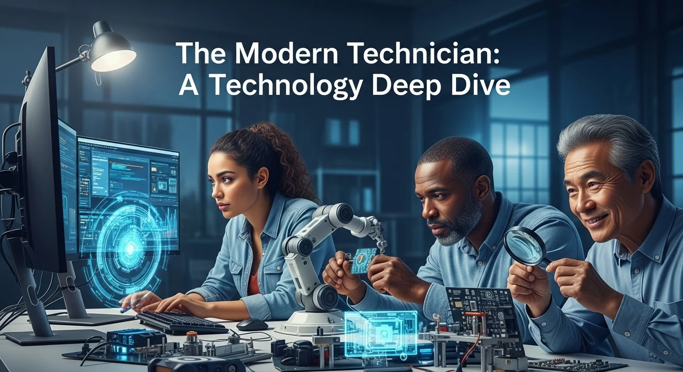 Business technology with innovation and digital resources to discover Technician