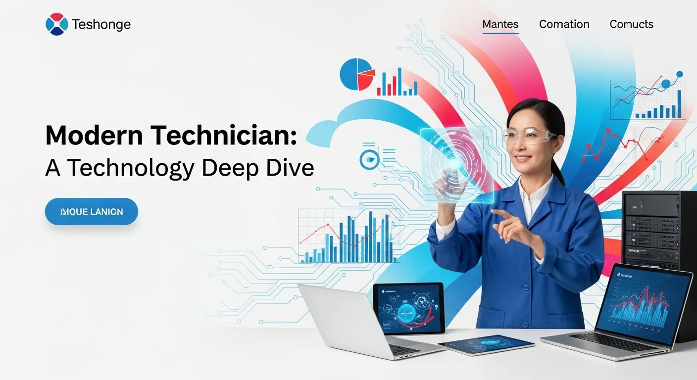 Modern technology landscape with business elements and tech solutions for Technician