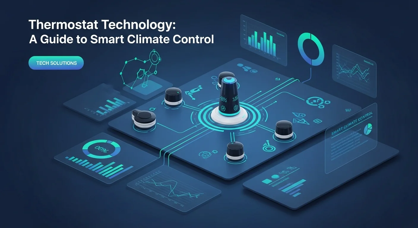 Modern technology landscape with business elements and tech solutions for Thermostat
