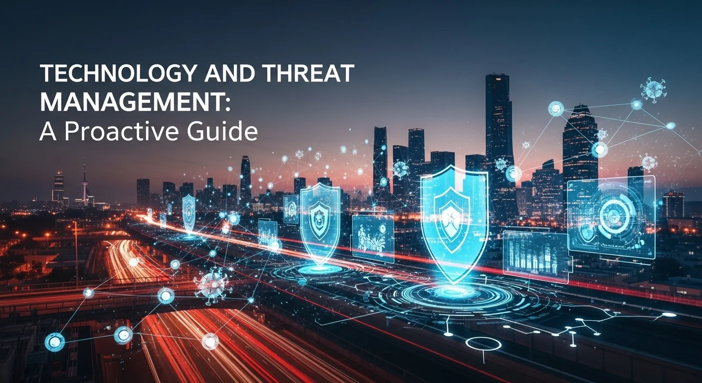 Modern technology landscape with business elements and tech solutions for Threat Management