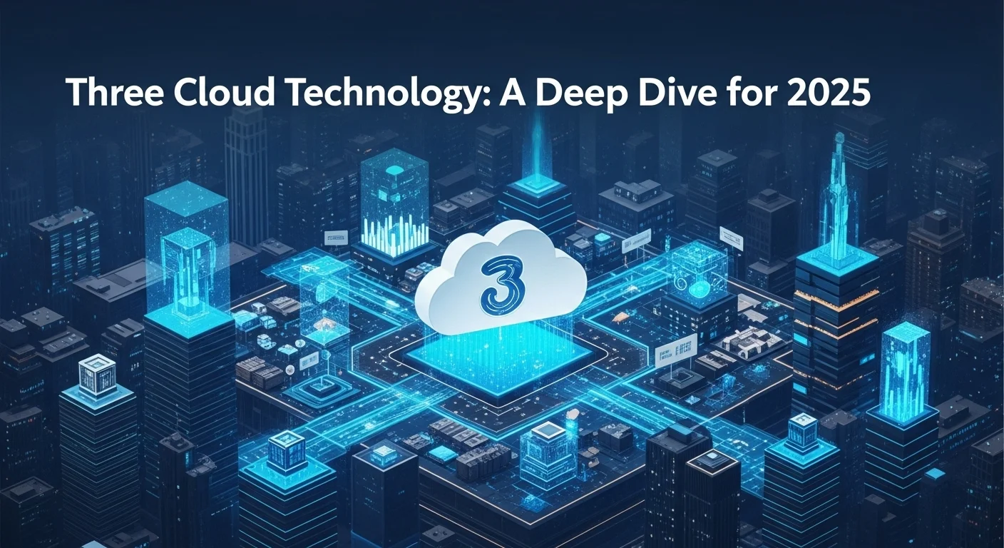 Modern technology landscape with business elements and tech solutions for Three Cloud