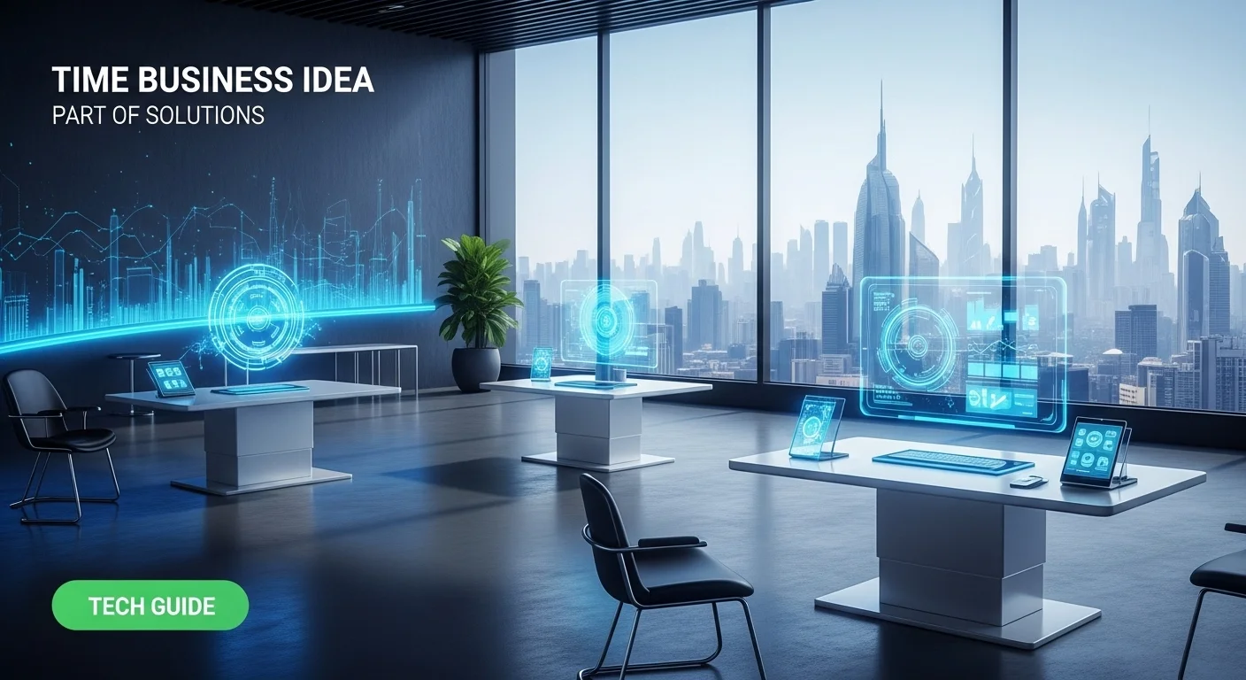 Modern technology landscape with business elements and tech solutions for Time Business Idea Part