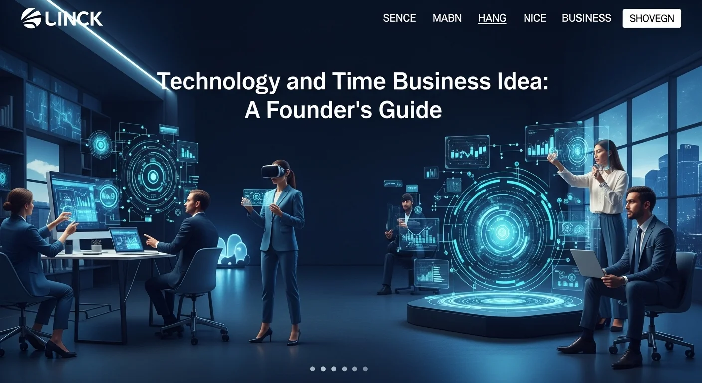 Modern technology landscape with business elements and tech solutions for Time Business Idea
