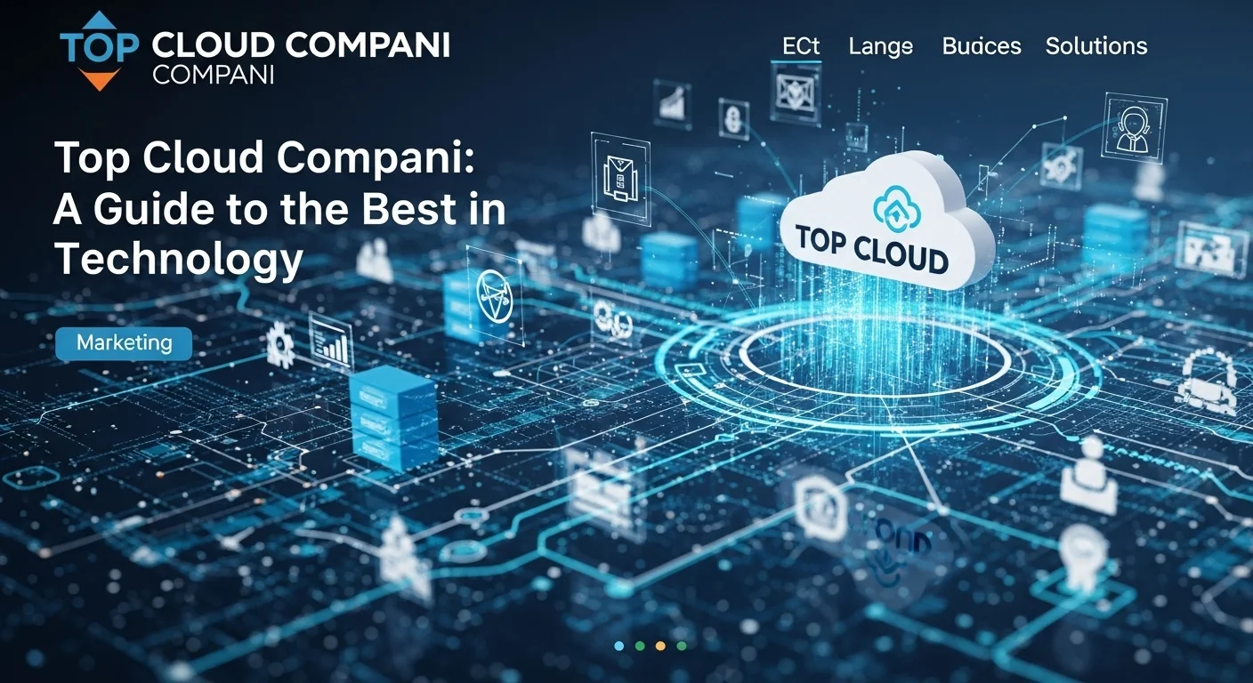 Modern technology landscape with business elements and tech solutions for Top Cloud Compani