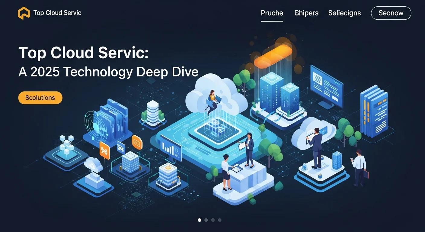 Modern technology landscape with business elements and tech solutions for Top Cloud Servic