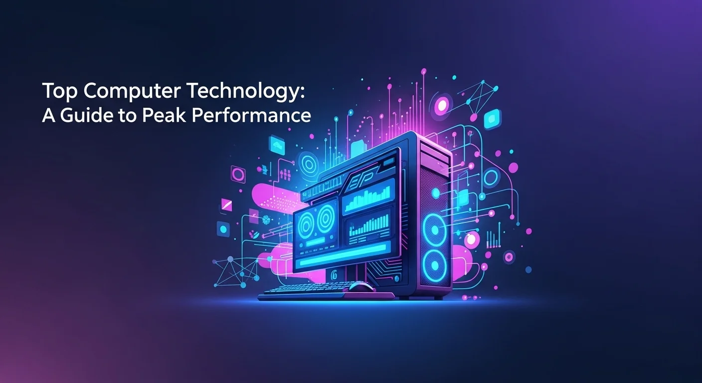 Business technology with innovation and digital resources to discover Top Computer