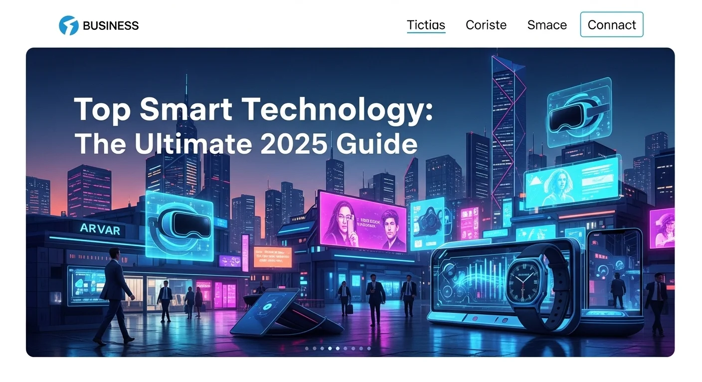 Modern technology landscape with business elements and tech solutions for Top Smart