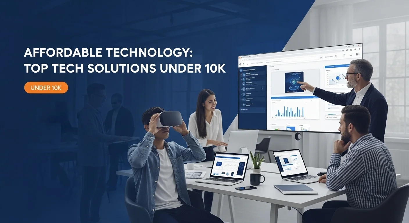 Modern technology landscape with business elements and tech solutions for Under 10k