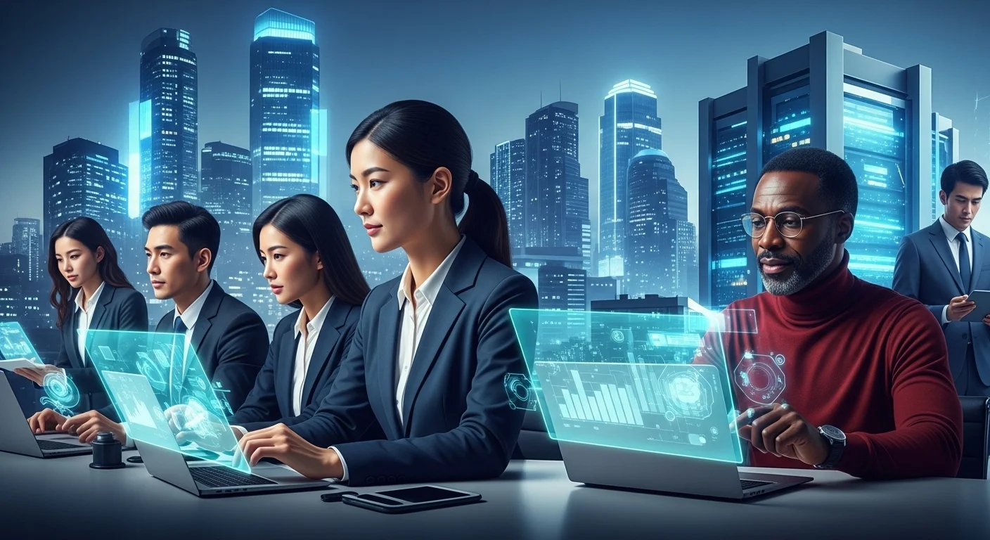 Modern technology landscape with business elements and tech solutions for Unique Business