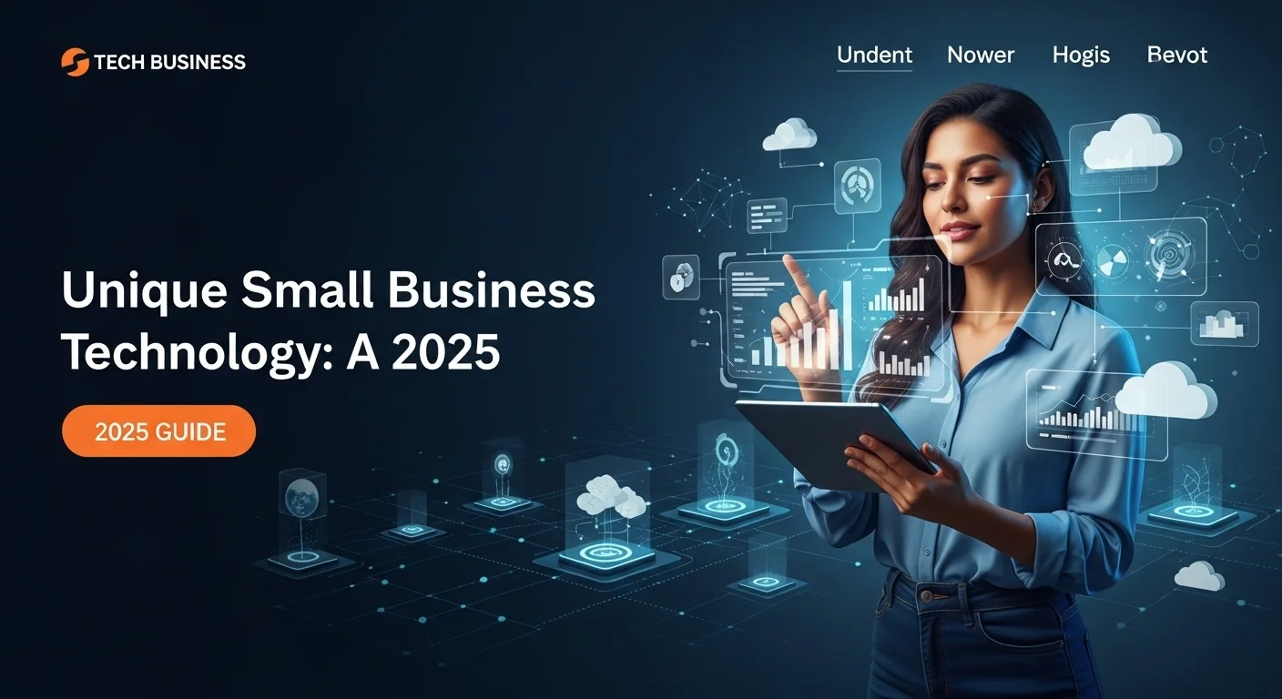 Modern technology landscape with business elements and tech solutions for Unique Small