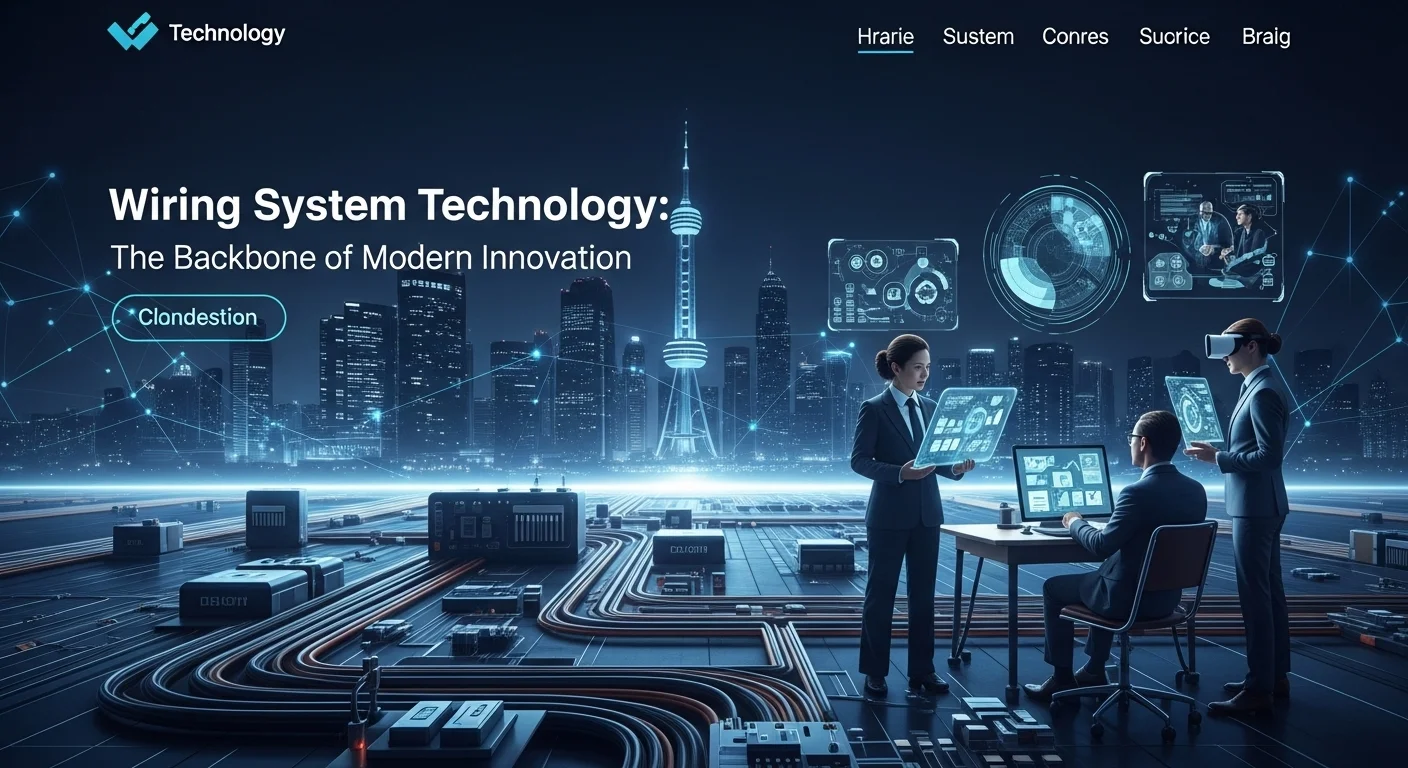 Modern technology landscape with business elements and tech solutions for Wiring System