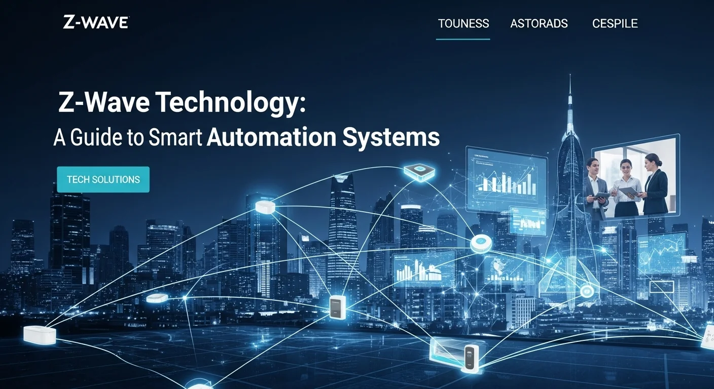 Modern technology landscape with business elements and tech solutions for Z Wave