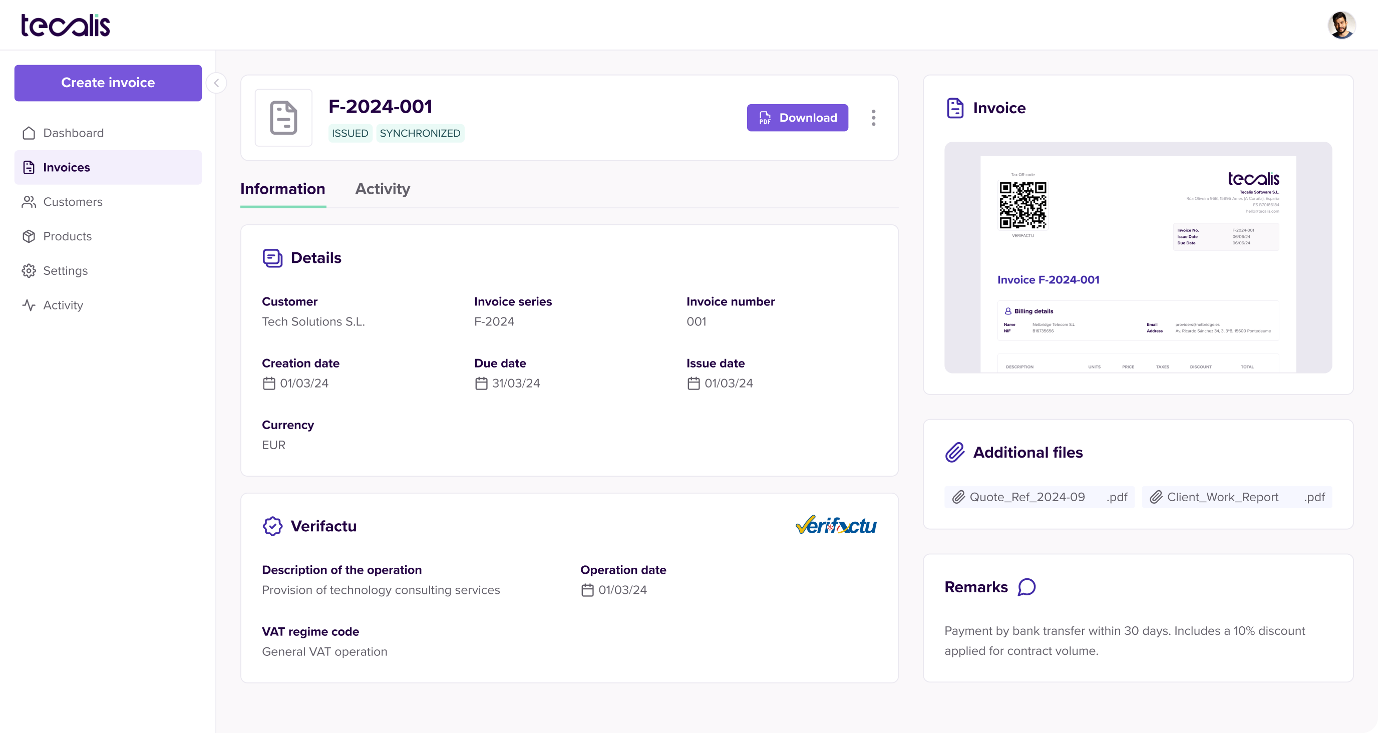 Create and issue e-invoices