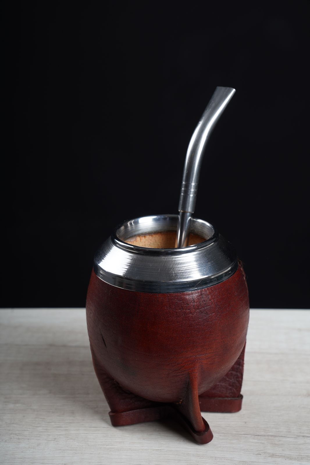 Mate torpedo marrón calabaza virola acero con bombilla acero pico de loro