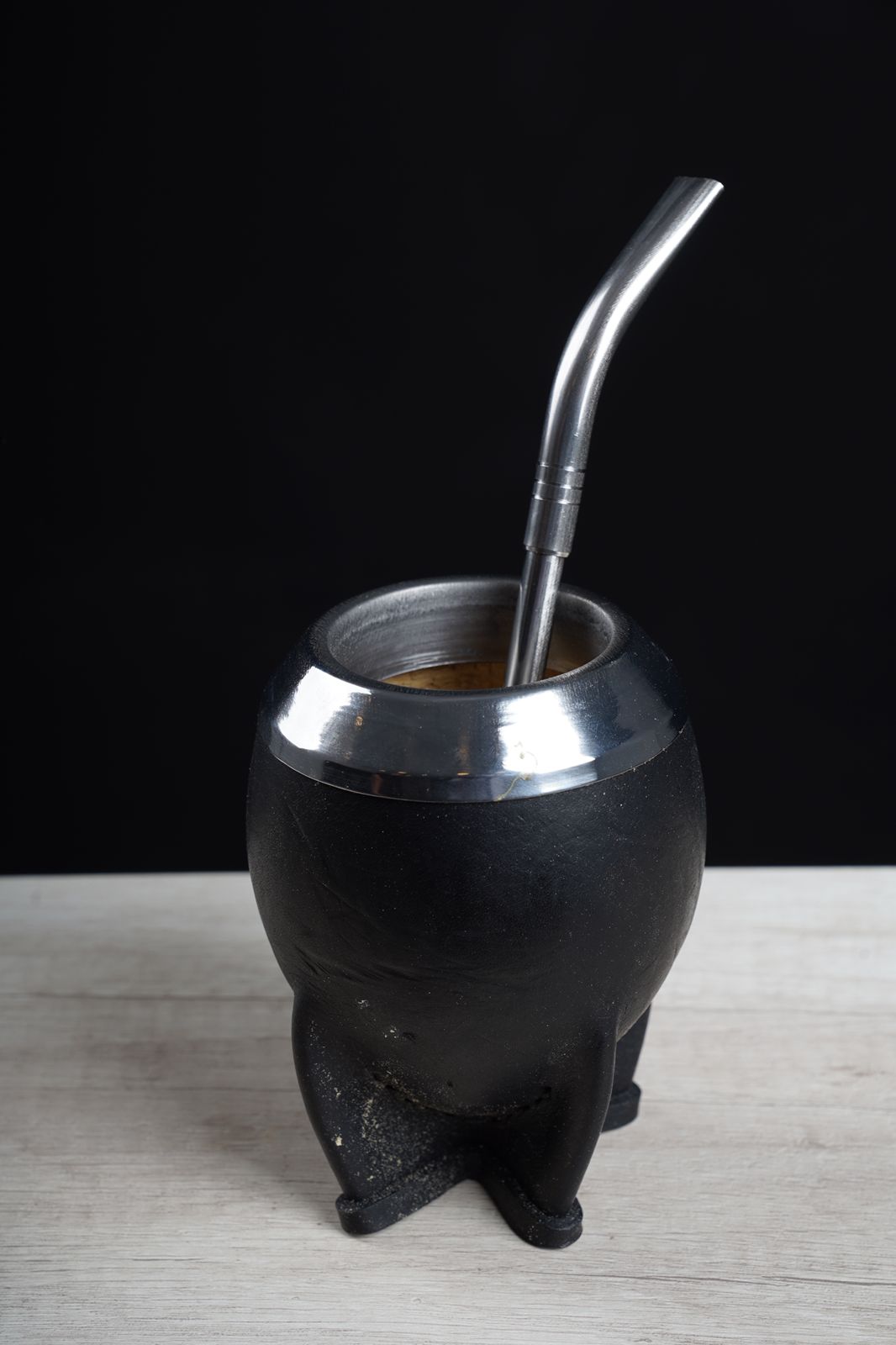 Mate torpedo negro calabaza virola acero con bombilla acero pico de loro