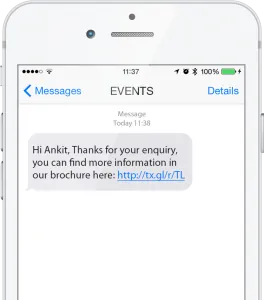 Personalized SMS example