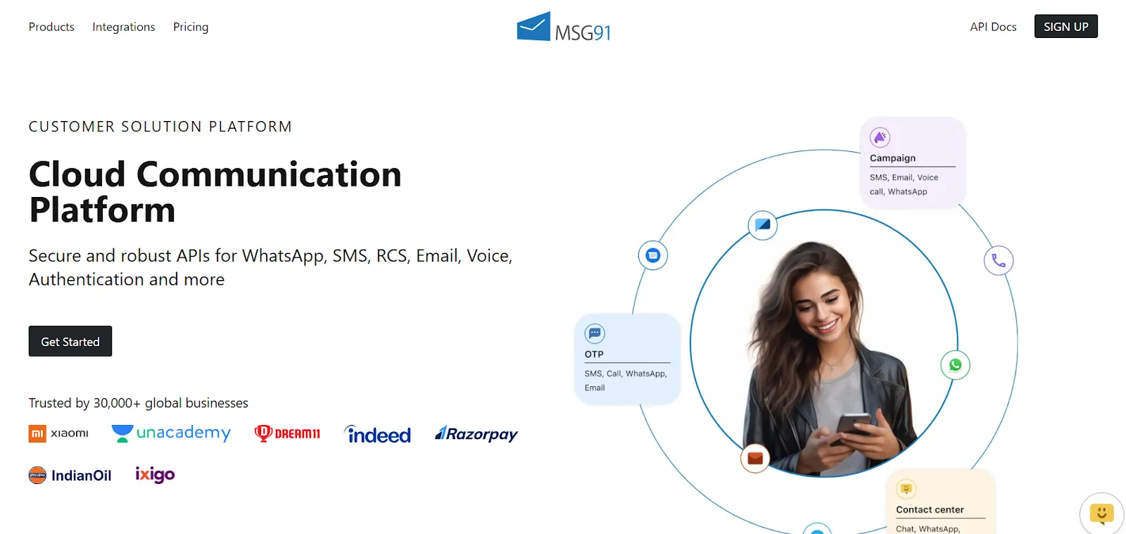 MSG91 Website Screenshot