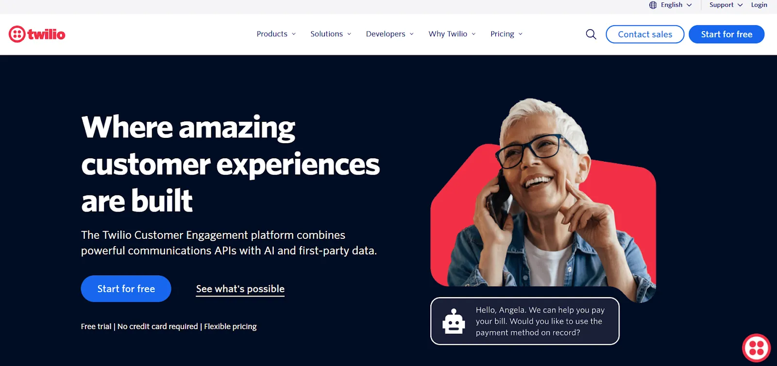 Twilio Website Screenshot