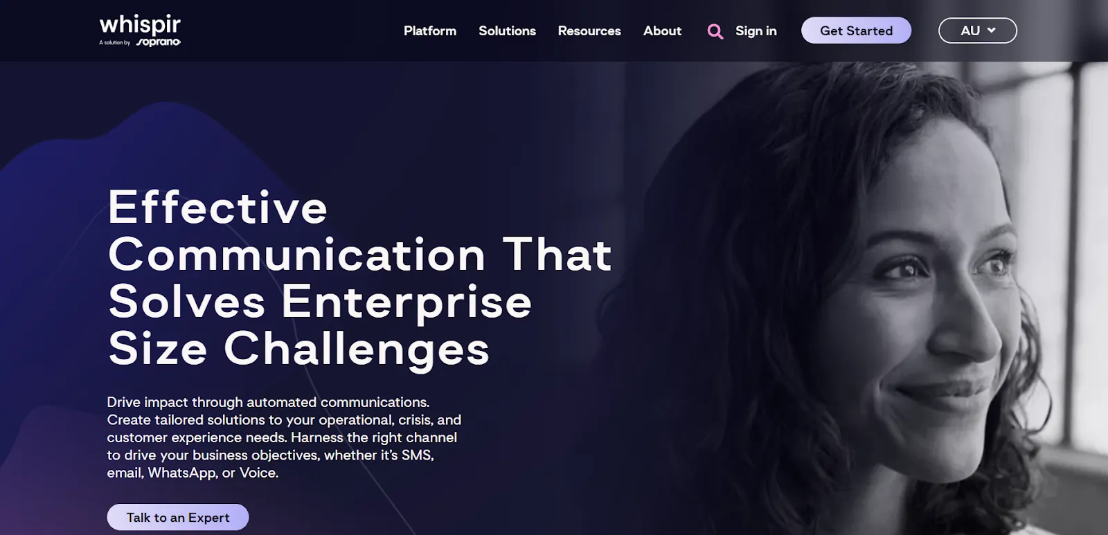 Whispir Website Screenshot