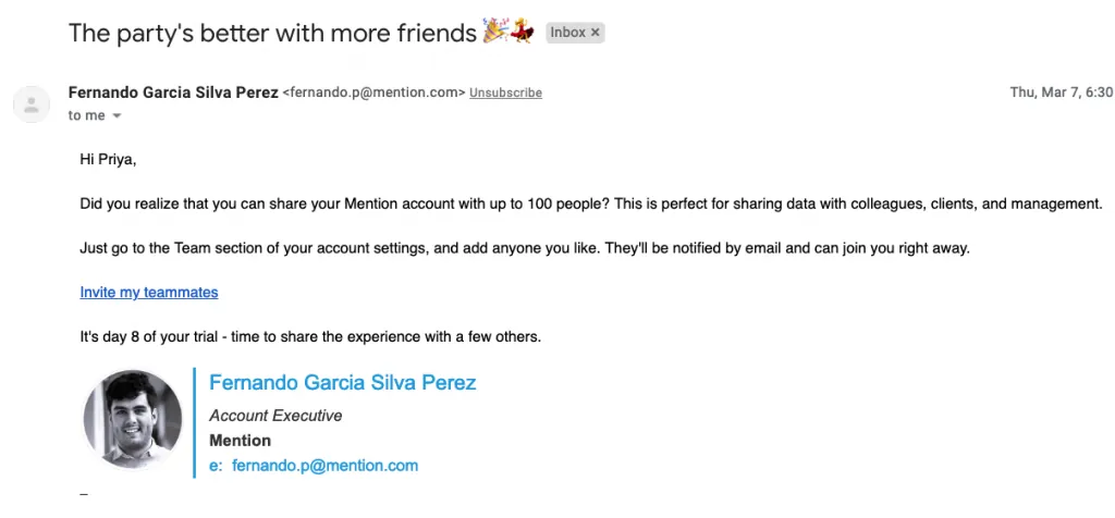 A friendly email example