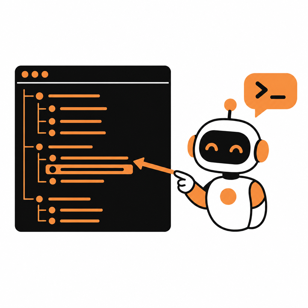 A terminal window listing API commands next to an AI agent chat bubble calling one of them