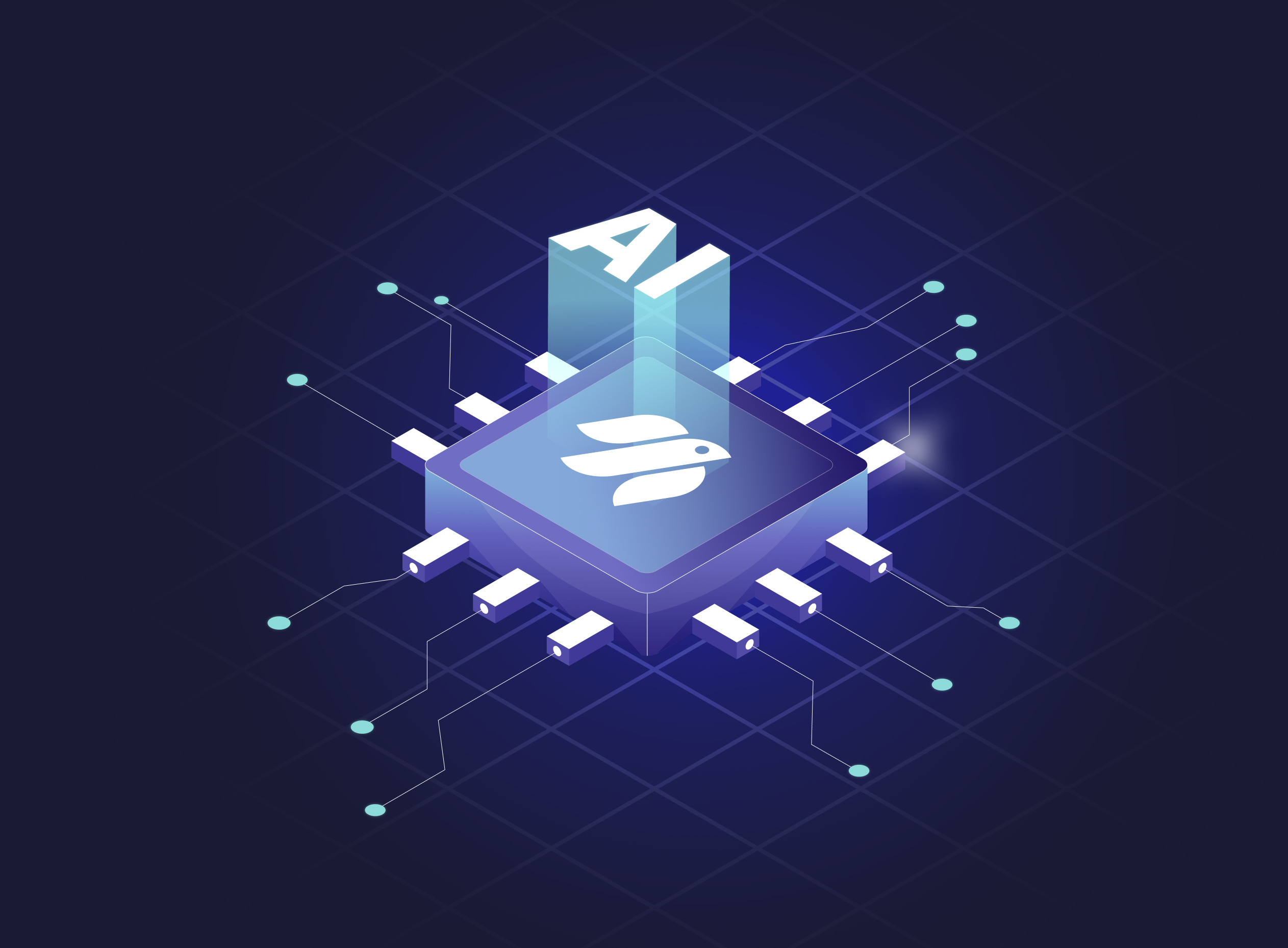 A close-up of a computer chip featuring the letters "AI" prominently displayed on its surface.