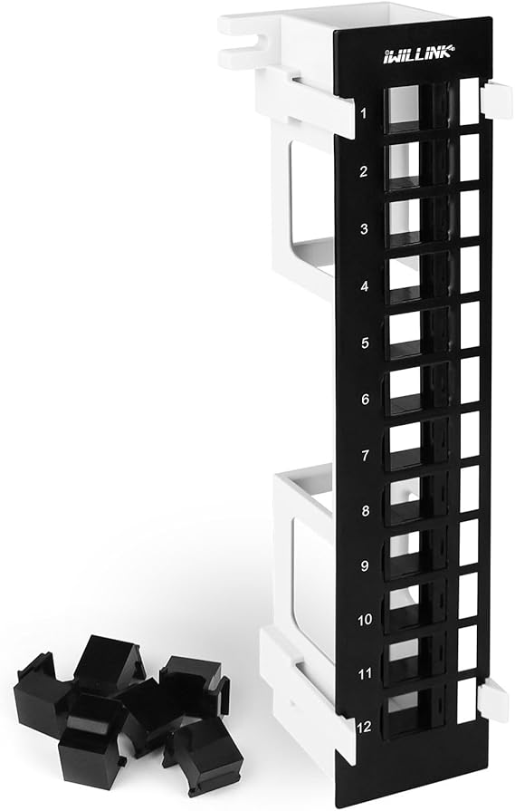 Iwillink Blank 12-Port Keystone Patch Panel with 89D Wall Mount Bracket