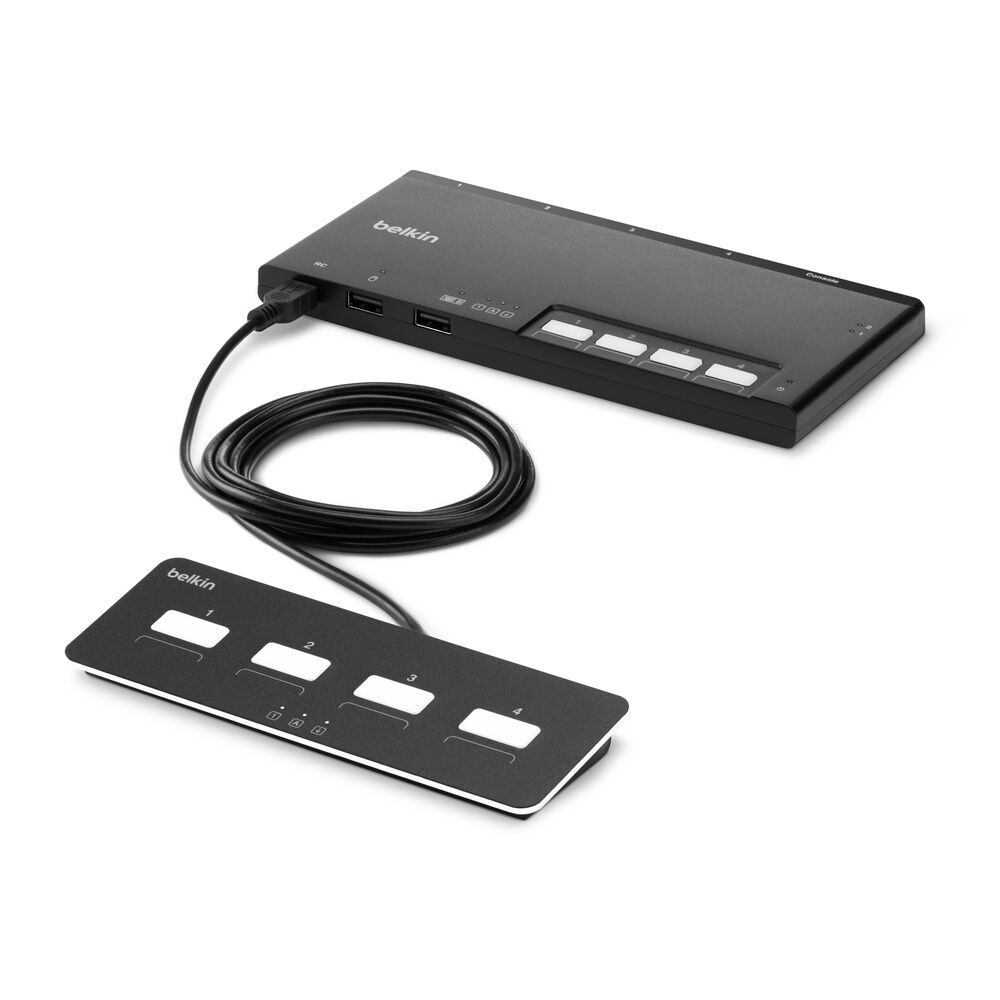 Belkin 4-Port Single Head Modular Secure KVM Switch Base Unit PP4.0 W/ Remote