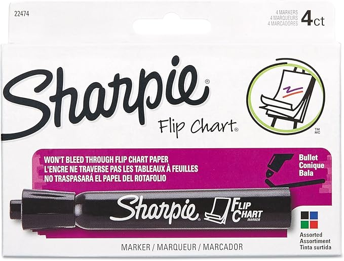 Sharpie 22474 Flip Chart Markers Bullet Tip Four Colors 4/Set-SAN22474