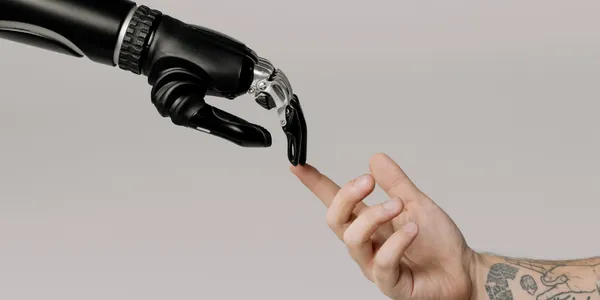 robot and man hand