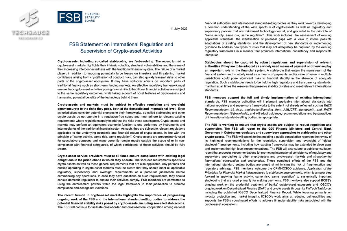 FSB หน่วยงานกำกับดูแลด้านการเงินระดับโลก เตรียมเสนอ Global Crypto Rule ในที่ประชุม G20 ปีนี้