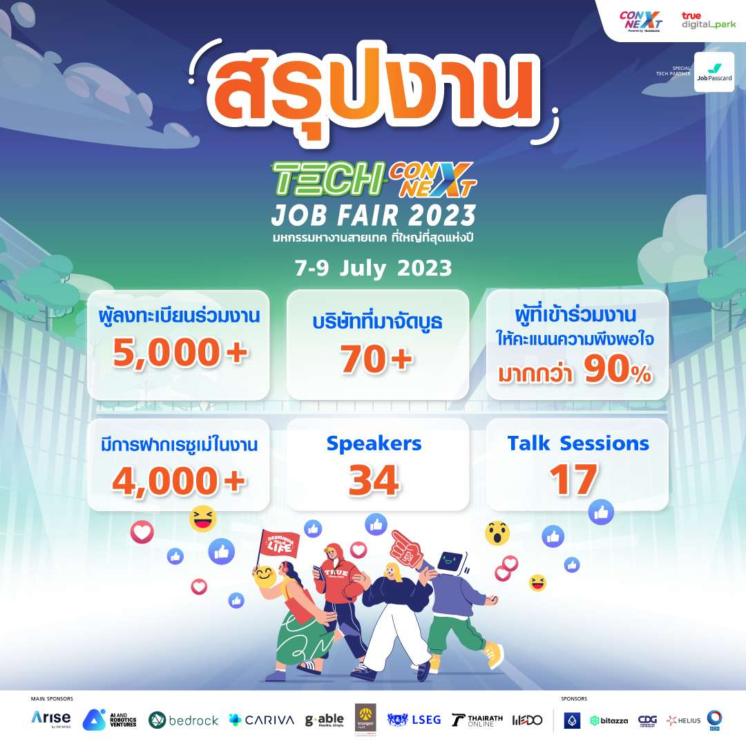 บทสรุปแห่งความสำเร็จของงาน Tech ConNEXT Job Fair 2023 ปีที่ 2 JOB FAIR สายเทคที่ใหญ่ที่สุดแห่งปี!