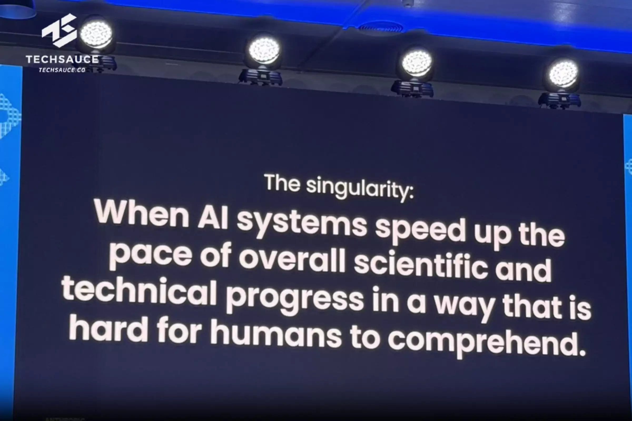 Presentation slide defining the Singularity at the Per Jacobsson Foundation Lecture